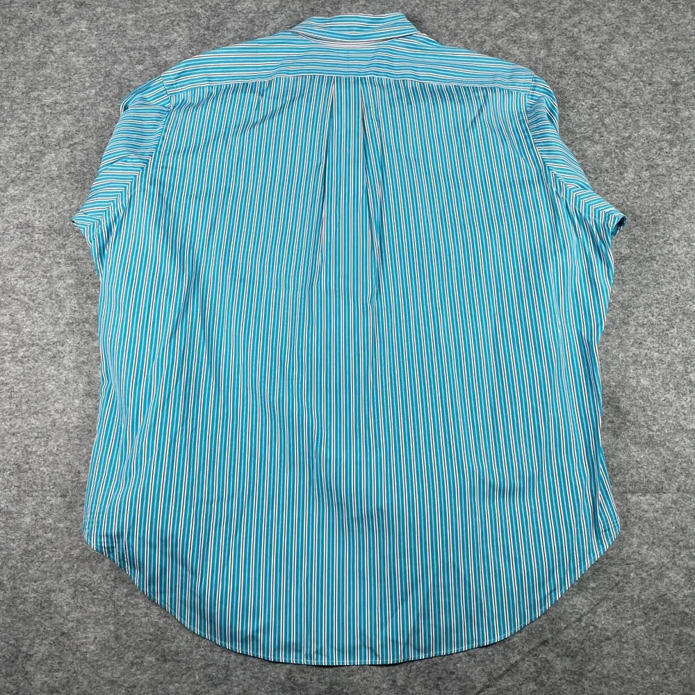 Ralph Lauren Shirt Mens XXL Teal Stripe Classic Fit Long Sleeve Preppy 90s